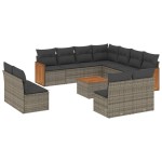 vidaXL Set canapea de grădină cu perne, 12 piese, gri, poliratan vidaXL Set canapea de grădină cu perne, 12 piese, gri, poliratan