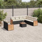 vidaXL Set canapele de grădină cu perne, 10 piese, negru, poliratan vidaXL Set canapele de grădină cu perne, 10 piese, negru, poliratan