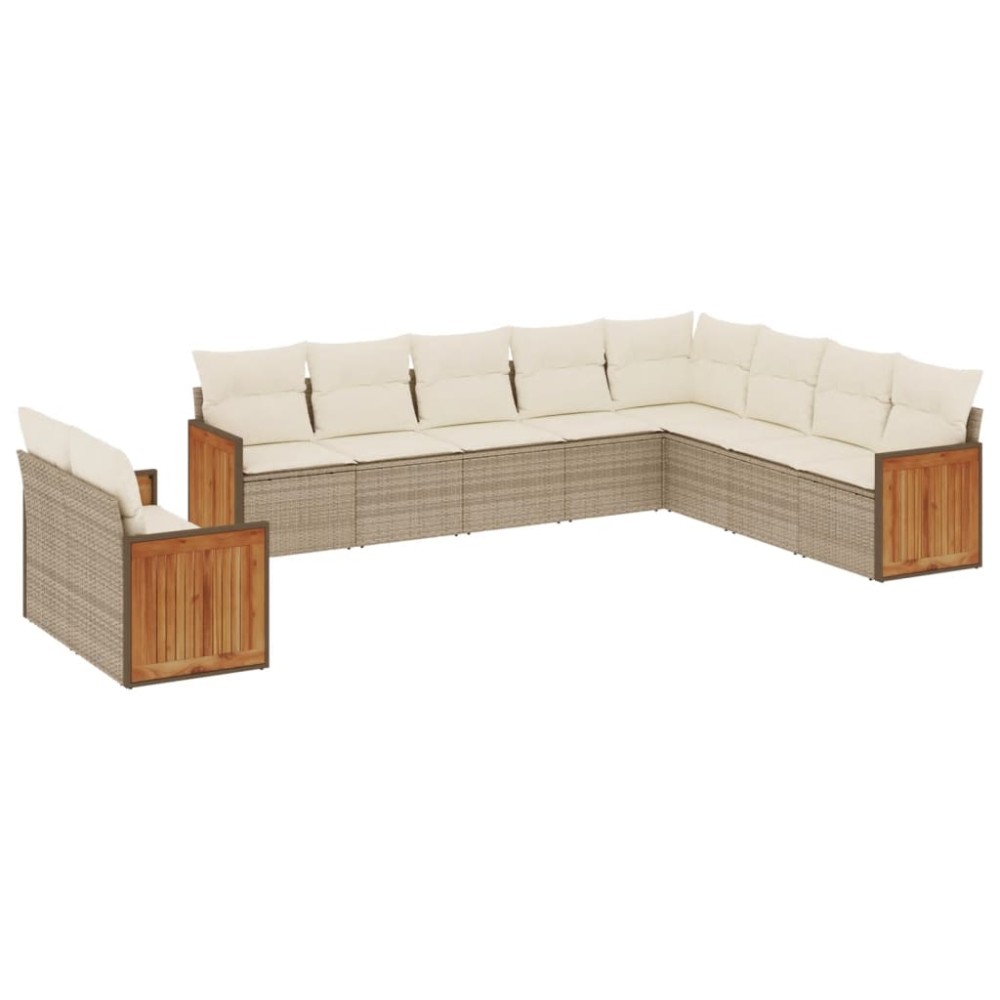 vidaXL Set canapele de grădină cu perne, 10 piese, bej, poliratan