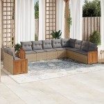 vidaXL Set canapele de grădină cu perne, 10 piese, bej, poliratan