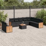 vidaXL Set canapele de grădină cu perne, 11 piese, negru, poliratan vidaXL Set canapele de grădină cu perne, 11 piese, negru, poliratan