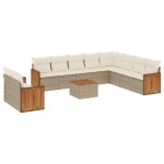 vidaXL Set canapele de grădină cu perne, 11 piese, bej, poliratan