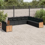 vidaXL Set canapele de grădină cu perne, 11 piese, negru, poliratan vidaXL Set canapele de grădină cu perne, 11 piese, negru, poliratan