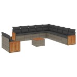 vidaXL Set canapea de grădină cu perne, 12 piese, gri, poliratan vidaXL Set canapea de grădină cu perne, 12 piese, gri, poliratan
