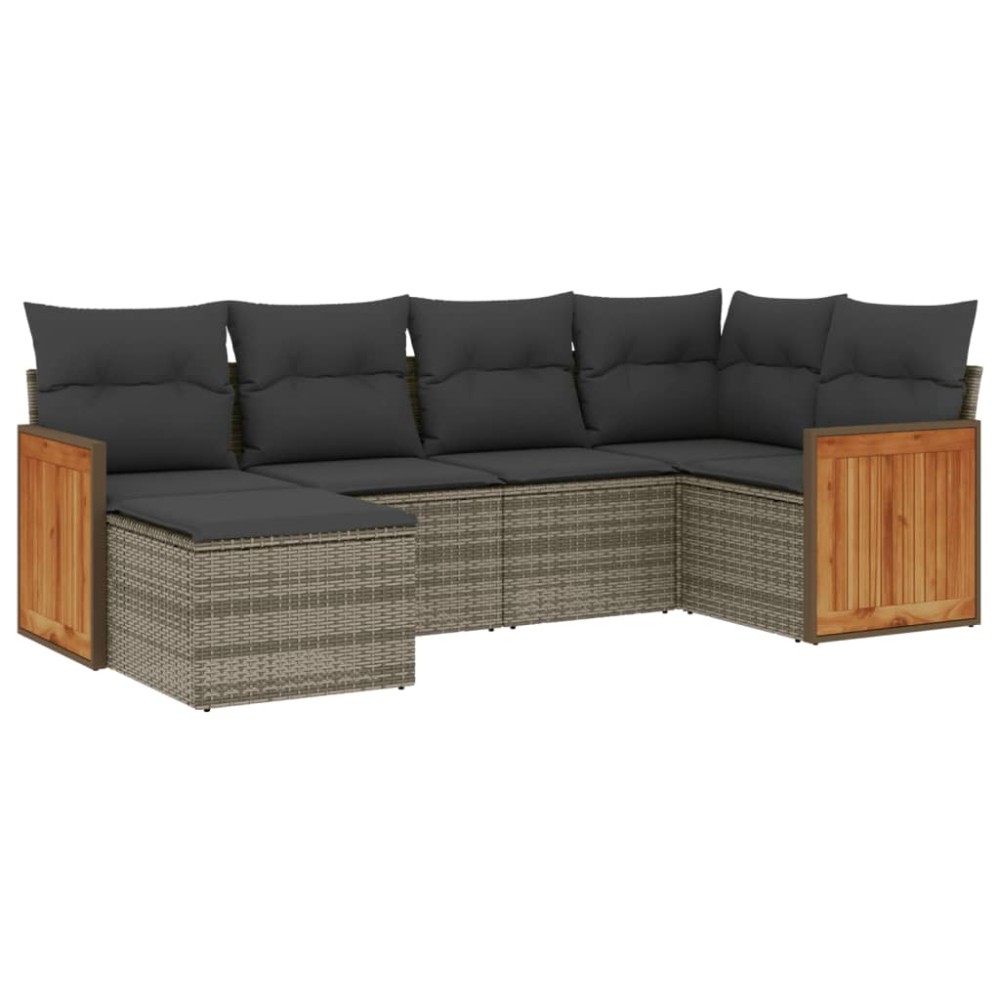 vidaXL Set mobilier grădină cu perne, 6 piese, gri, poliratan