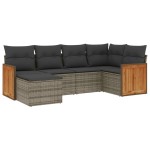 vidaXL Set mobilier grădină cu perne, 6 piese, gri, poliratan