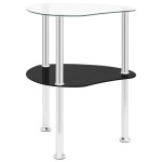 vidaXL Masă laterală 2 niveluri transparent/negru 38x38x50 cm sticlă vidaXL Masă laterală 2 niveluri transparent/negru 38x38x50 cm sticlă