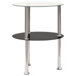 vidaXL Masă laterală 2 niv. transparent/negru 38 cm sticlă securizată vidaXL Masă laterală 2 niv. transparent/negru 38 cm sticlă securizată