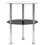 vidaXL Masă laterală 2 niv. transparent/negru 38 cm sticlă securizată vidaXL Masă laterală 2 niv. transparent/negru 38 cm sticlă securizată