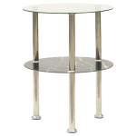 vidaXL Masă laterală 2 niv. transparent/negru marmură 38 cm sticlă vidaXL Masă laterală 2 niv. transparent/negru marmură 38 cm sticlă