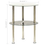 vidaXL Masă laterală 2 niv. transparent/negru marmură 38 cm sticlă vidaXL Masă laterală 2 niv. transparent/negru marmură 38 cm sticlă