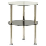 vidaXL Masă laterală 2 niveluri transparent/negru 38x38x50 cm sticlă vidaXL Masă laterală 2 niveluri transparent/negru 38x38x50 cm sticlă