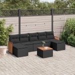 vidaXL Set mobilier de grădină cu perne, 8 piese, negru, poliratan vidaXL Set mobilier de grădină cu perne, 8 piese, negru, poliratan
