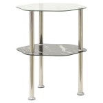 vidaXL Masă laterală 2niv. transparent/negru marmură 38x38x50cm sticlă vidaXL Masă laterală 2niv. transparent/negru marmură 38x38x50cm sticlă