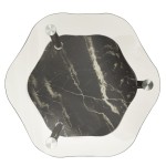vidaXL Masă laterală 2niv. transparent/negru marmură 38x38x50cm sticlă vidaXL Masă laterală 2niv. transparent/negru marmură 38x38x50cm sticlă