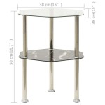 vidaXL Masă laterală 2niv. transparent/negru marmură 38x38x50cm sticlă vidaXL Masă laterală 2niv. transparent/negru marmură 38x38x50cm sticlă