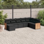 vidaXL Set mobilier de grădină cu perne, 8 piese, negru, poliratan vidaXL Set mobilier de grădină cu perne, 8 piese, negru, poliratan