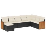 vidaXL Set mobilier de grădină cu perne, 8 piese, negru, poliratan vidaXL Set mobilier de grădină cu perne, 8 piese, negru, poliratan