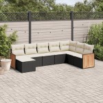 vidaXL Set mobilier de grădină cu perne, 8 piese, negru, poliratan vidaXL Set mobilier de grădină cu perne, 8 piese, negru, poliratan