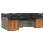 vidaXL Set mobilier grădină cu perne, 6 piese, gri, poliratan