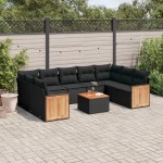 vidaXL Set canapele de grădină cu perne, 10 piese, negru, poliratan vidaXL Set canapele de grădină cu perne, 10 piese, negru, poliratan