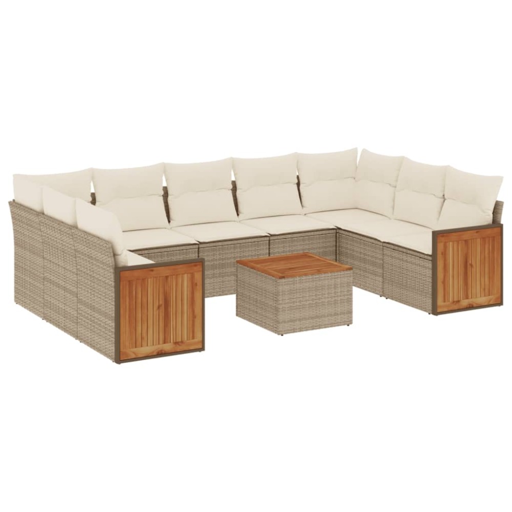 vidaXL Set canapele de grădină cu perne, 10 piese, bej, poliratan