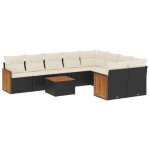 vidaXL Set canapele de grădină cu perne, 10 piese, negru, poliratan