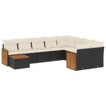 vidaXL Set canapele de grădină cu perne, 10 piese, negru, poliratan