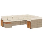 vidaXL Set canapele de grădină cu perne, 10 piese, bej, poliratan
