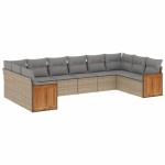 vidaXL Set canapele de grădină cu perne, 10 piese, bej, poliratan