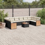 vidaXL Set canapele de grădină cu perne, 11 piese, negru, poliratan vidaXL Set canapele de grădină cu perne, 11 piese, negru, poliratan