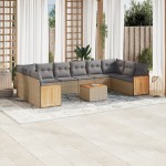 vidaXL Set canapele de grădină cu perne, 11 piese, bej, poliratan vidaXL Set canapele de grădină cu perne, 11 piese, bej, poliratan