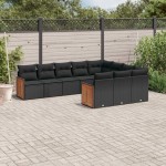vidaXL Set canapele de grădină cu perne, 10 piese, negru, poliratan vidaXL Set canapele de grădină cu perne, 10 piese, negru, poliratan