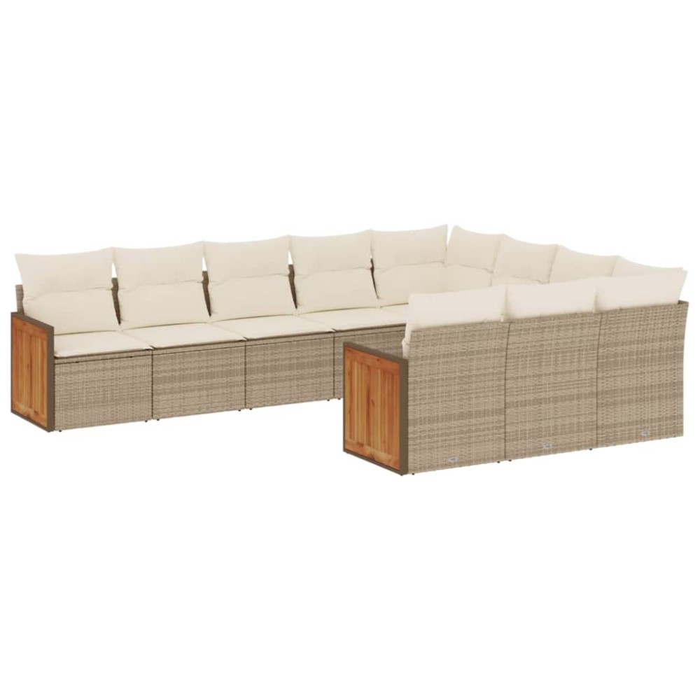 vidaXL Set canapele de grădină cu perne, 10 piese, bej, poliratan