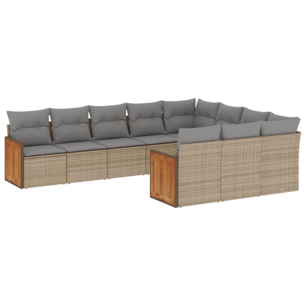 vidaXL Set canapele de grădină cu perne, 10 piese, bej, poliratan