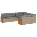vidaXL Set canapele de grădină cu perne, 10 piese, bej, poliratan