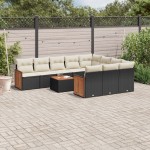 vidaXL Set canapele de grădină cu perne, 11 piese, negru, poliratan vidaXL Set canapele de grădină cu perne, 11 piese, negru, poliratan