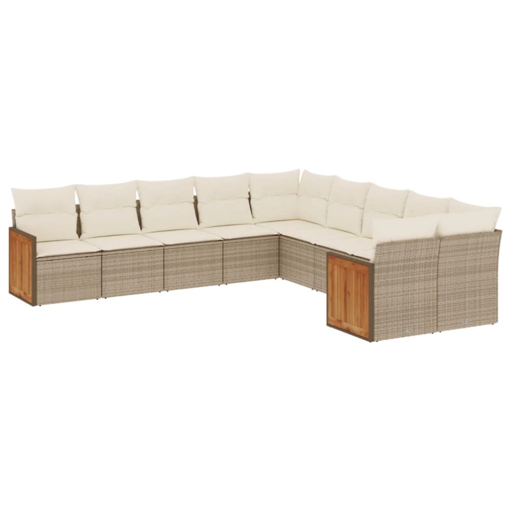 vidaXL Set canapele de grădină cu perne, 10 piese, bej, poliratan