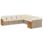 vidaXL Set canapele de grădină cu perne, 10 piese, bej, poliratan
