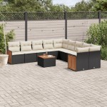 vidaXL Set canapele de grădină cu perne, 11 piese, negru, poliratan vidaXL Set canapele de grădină cu perne, 11 piese, negru, poliratan