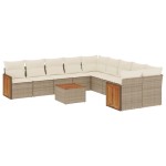 vidaXL Set canapele de grădină cu perne, 11 piese, bej, poliratan