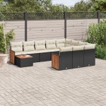 vidaXL Set canapele de grădină cu perne, 11 piese, negru, poliratan vidaXL Set canapele de grădină cu perne, 11 piese, negru, poliratan