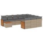 vidaXL Set canapele de grădină cu perne, 11 piese, bej, poliratan