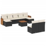 vidaXL Set canapele de grădină cu perne, 10 piese, negru, poliratan vidaXL Set canapele de grădină cu perne, 10 piese, negru, poliratan