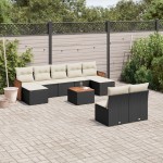 vidaXL Set canapele de grădină cu perne, 10 piese, negru, poliratan vidaXL Set canapele de grădină cu perne, 10 piese, negru, poliratan