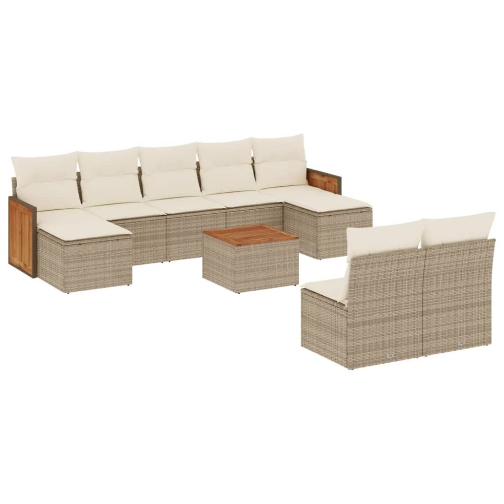 vidaXL Set canapele de grădină cu perne, 10 piese, bej, poliratan