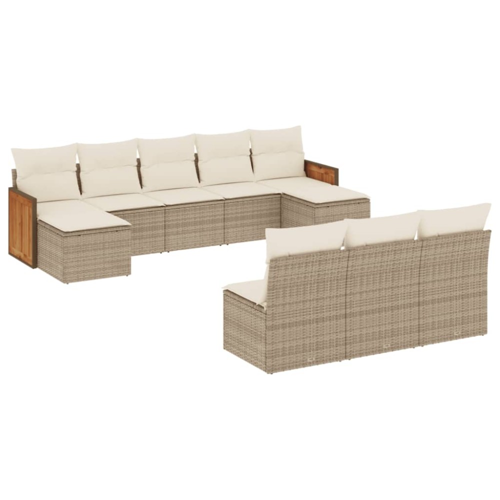 vidaXL Set canapele de grădină cu perne, 10 piese, bej, poliratan