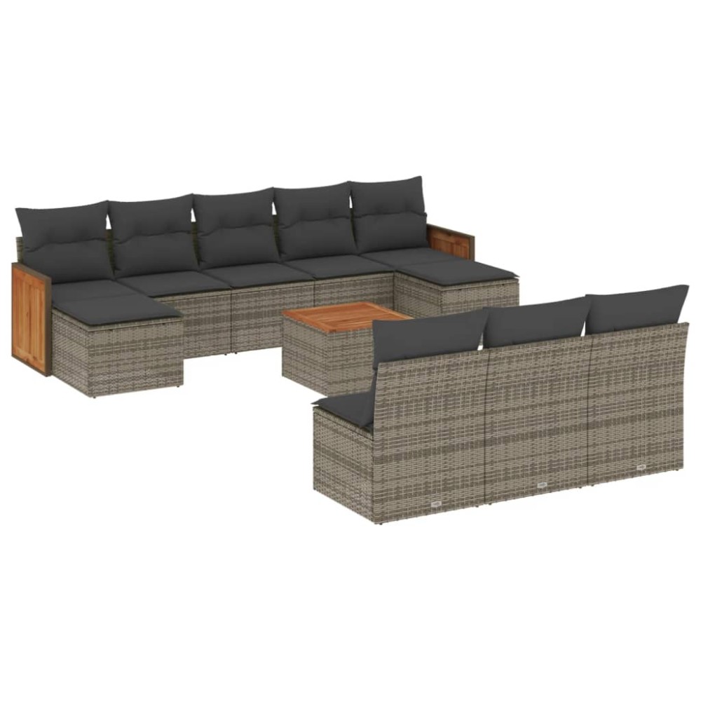 vidaXL Set canapele de grădină cu perne, 11 piese, gri, poliratan