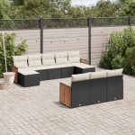 vidaXL Set canapele de grădină cu perne, 10 piese, negru, poliratan vidaXL Set canapele de grădină cu perne, 10 piese, negru, poliratan
