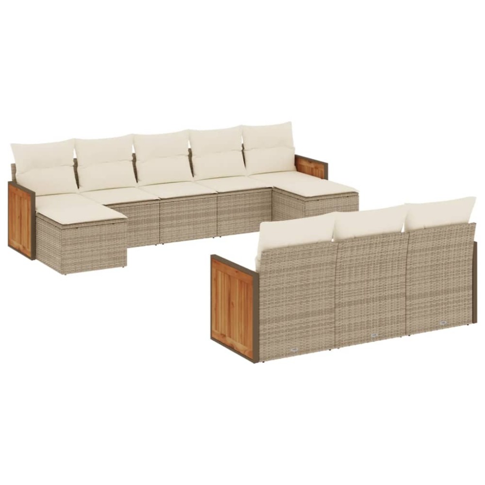 vidaXL Set canapele de grădină cu perne, 10 piese, bej, poliratan